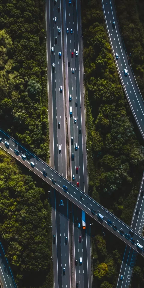 Arial view of a motorway