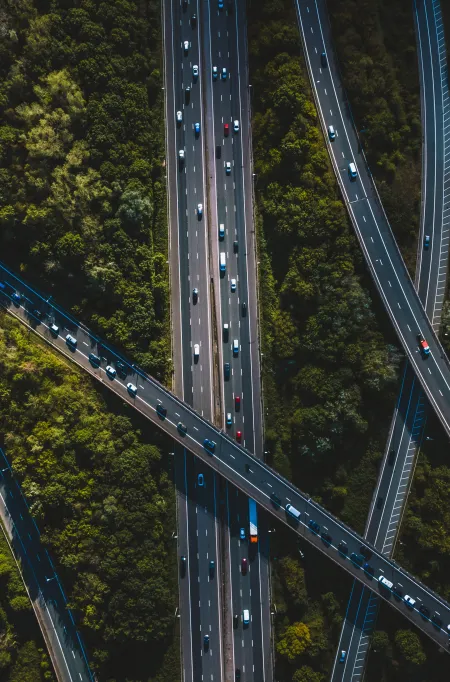 Arial view of a motorway