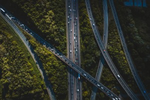 Arial view of a motorway