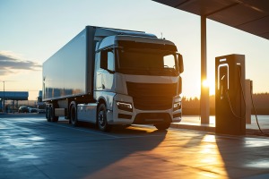 Heavy duty vehicle entering a charging station