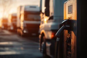 image of an electric heavy duty vehicle charging