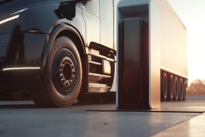 image of an electric heavy duty vehicle charging