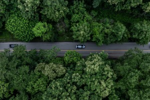 an overhead image of a national road in ireland
