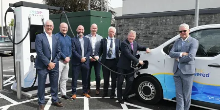 A photocall with Minister Sean Canney at the opening of the new EV recharging station in Roscommon