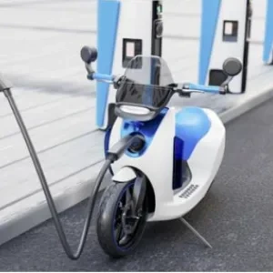 image of an e-motorcycle charging