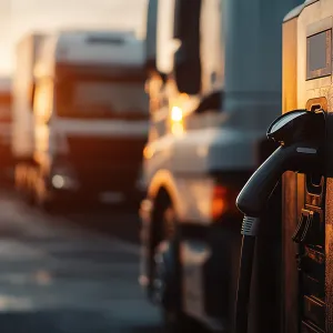 image of an electric heavy duty vehicle charging