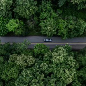 an overhead image of a national road in ireland
